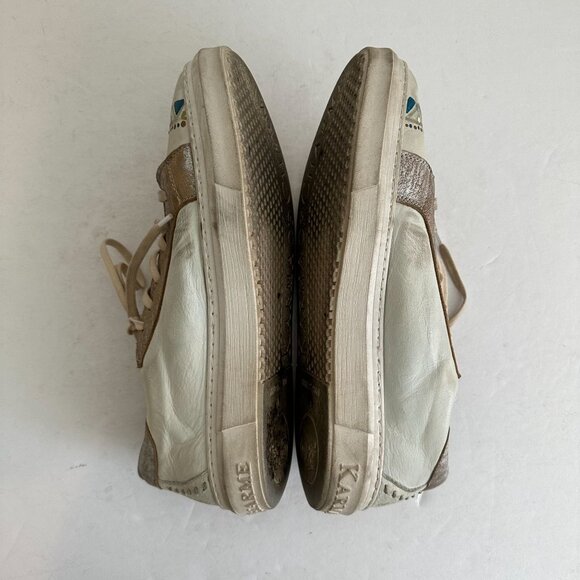 Karma of Charme Painted Leather Low Top Sneakers Size 41 US 10.5 Gray Boho Artsy - Picture 8 of 11